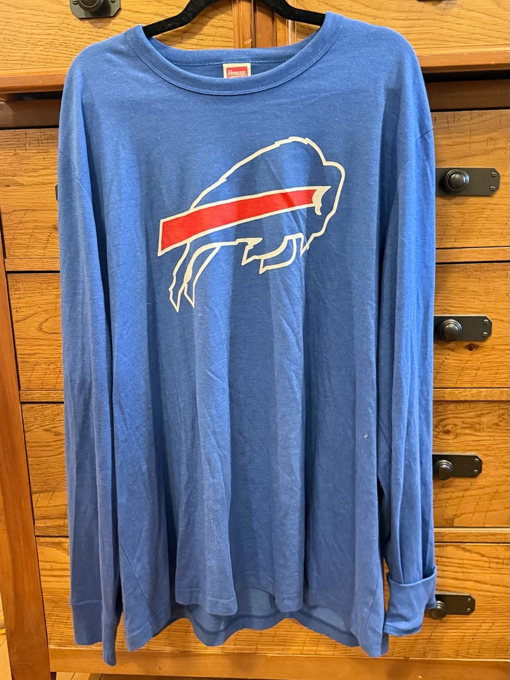 HOMAGE Blue Long Sleeve Shirt with Red & White Buffalo Logo